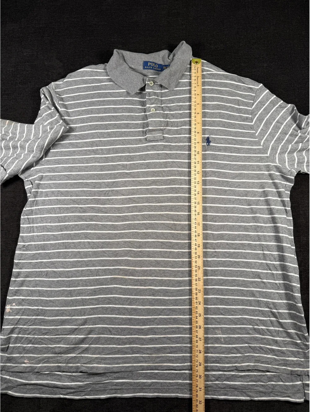 Polo Ralph Lauren Men's 2XLT Gray Striped Long Sleeve Polo Shirt